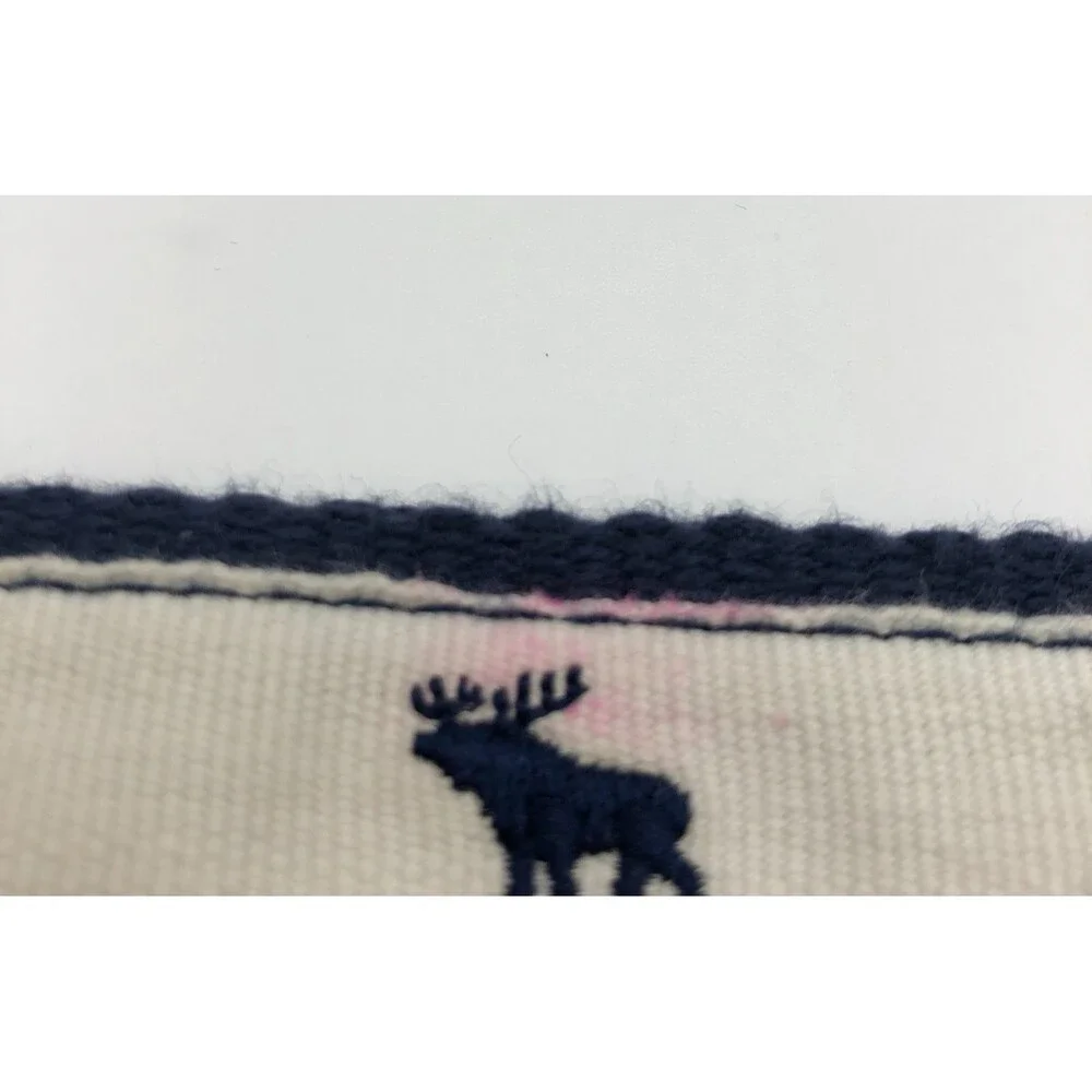 Abercrombie & Fitch Cloth Belt Youth Navy Blue White Moose Print Size 10 Preppy